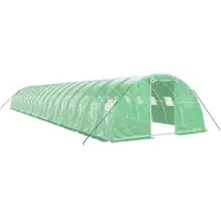 vidaXL Invernadero con estructura de acero, color verde, 72 m², dimensiones 18x4x2 metros