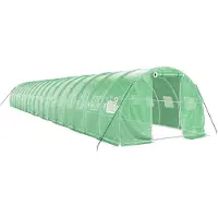 vidaXL Invernadero con estructura de acero, color verde, 54 m², dimensiones 18x3x2 metros