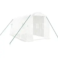 vidaXL Invernadero con estructura de acero, color blanco, 8 m², dimensiones 4x2x2 metros