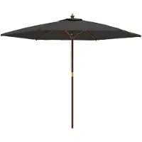 vidaXL Sombrilla con mástil de madera, color antracita, 299x240 cm