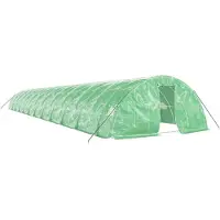 vidaXL Invernadero de acero, color verde, marca , superficie de 120 m², dimensiones 24x5x2,3 metros