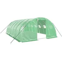 vidaXL Invernadero con estructura de acero, color verde, 24 m², dimensiones 6x4x2 metros