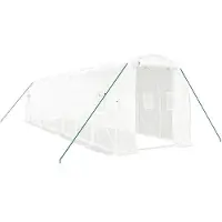 vidaXL Invernadero con estructura de acero, color blanco, 16 m², dimensiones 8x2x2 metros