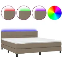 vidaXL Cama con somier y colchón , con iluminación LED, color taupe, 180x200 cm, tapizada