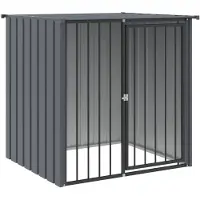 vidaXL Caseta para perros de , color negro, con techo, 110x103x109 cm, acero galvanizado