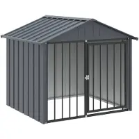 vidaXL Caseta para perros de , color negro, 117x103x102 cm, acero galvanizado