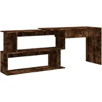 vidaXL Escritorio de esquina, color roble ahumado, 200x50x76 cm, fabricado en material de madera