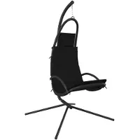vidaXL Silla colgante para jardín de con cojín, fabricada en tela Oxford negra y acero