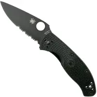 Spyderco Navaja Tenacious Lightweight Black Blade, hoja dentada