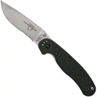Ontario Navaja RAT-1, negro/satin, hoja dentada