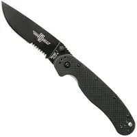 Ontario Navaja RAT-1, negro/negro, hoja dentada
