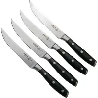 Messermeister Avanta L7684-5-4S, Juego de cuchillos para carne de 4 piezas, negro