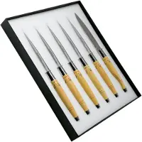 Nontron Christian Ghion 6-piezas juego de cuchillos para carne, caja de madera, T6TDBU