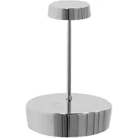 Zafferano Lámpara de mesa LED mini pro, recargable y con regulador de intensidad, con acabado cromado pulido