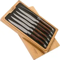 Laguiole En Aubrac Morado 62C99MORIH Juego de 6 cuchillos para carne corazón púrpura