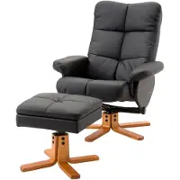 HOMCOM Sillón reclinable 833-359BK, con reposapiés y espacio de almacenamiento, tapizado en cuero sintético, estructura de madera, color , 86 x 99 cm