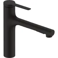 Hansgrohe Zesis M33: Grifo de cocina de 160 cm con ducha extractible de 2 chorros, color negro mate, modelo 74801670