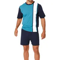 H.I.S. Pijama corto navy / turquesa / blanco