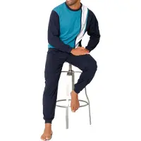 H.I.S. Pijama largo navy / turquesa / blanco
