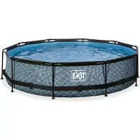 Exit Piscina Stone ø360x76cm con bomba de depuración, color gris