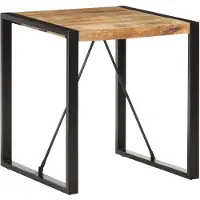 vidaXL Mesa de comedor, 70x70x75 cm, madera maciza con mango rugoso
