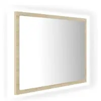vidaXL Espejo de baño LED, estilo Sonoma, con marco de roble, 60x8,5x37 cm, material: acrílico