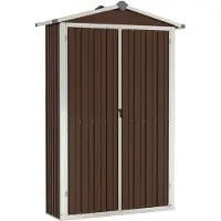 vidaXL Caseta de jardín, color marrón, 116 x 45 x 175 cm, acero galvanizado