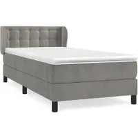 vidaXL Cama con somier y colchón de la marca , color gris claro, dimensiones 90x200 cm, tapizada en terciopelo