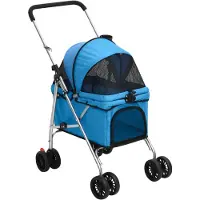 vidaXL Carro para perros plegable, azul, 76x50x100 cm, fabricado en tejido Oxford