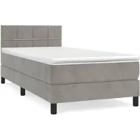 vidaXL Cama con somier y colchón de la marca , color gris claro, dimensiones 100x200 cm, tapizada en terciopelo