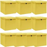 vidaXL : Cajas de almacenamiento con tapa, 10 unidades, color amarillo, 32x32x32 cm, de tela