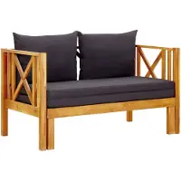 vidaXL Banco de jardín para 2 personas con cojín, 122 cm, madera maciza de acacia