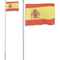 vidaXL Bandera de España con asta de 6,08 metros, fabricada en aluminio