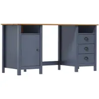 vidaXL Escritorio Hill gris de , 150x50x74 cm, madera maciza de pino