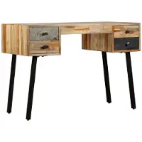 vidaXL Escritorio de madera maciza de teca reciclada, 110 x 50 x 76 cm