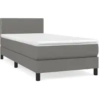 vidaXL Cama con somier y colchón de la marca , color gris oscuro, dimensiones 90x190 cm, tapizada en tela