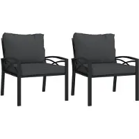 vidaXL : Juego de 2 sillas de jardín con cojines grises, 68x76x79 cm, acero