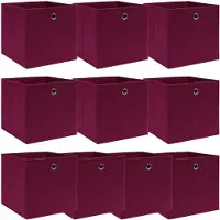 vidaXL : Caja de almacenamiento, 10 unidades, color burdeos oscuro, 32x32x32 cm, tela
