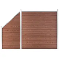 vidaXL Juego de vallas de WPC, 1 panel recto + 1 panel inclinado, 273x186 cm, color marrón