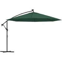 vidaXL Parasol para jardín con iluminación LED y mástil de metal, 350 cm, color verde