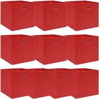vidaXL : Caja de almacenamiento, 10 unidades, color rojo, 32x32x32 cm, tela