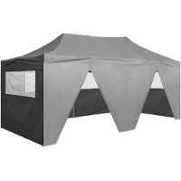 vidaXL Tienda de campaña plegable profesional para fiestas, con 4 paredes, de 3x6 metros, estructura de acero, color antracita