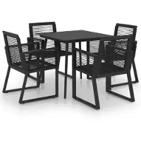 vidaXL Juego de mesa de jardín de 5 piezas, con estructura de PVC tipo ratán, color