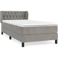 vidaXL Cama con somier y colchón de la marca , color gris claro, dimensiones 100x200 cm, tapizada en terciopelo