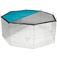 Kerbl Jaula octogonal galvanizada para animales, con red y protección solar, ideal para exteriores