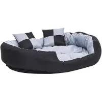 vidaXL Cojín para perros, reversible y lavable, gris y negro, 110x80x23 cm