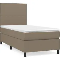 vidaXL Cama con somier y colchón de la marca , color taupe, dimensiones 100x200 cm, tapizada en tela