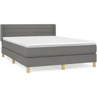DKD Home Decor Cama con somier y colchón de la marca vidaXL, color gris oscuro, dimensiones 140x190 cm, tapizada en tela
