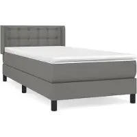 vidaXL Cama con somier y colchón de la marca , color gris oscuro, dimensiones 90x200 cm, tapizada en tela