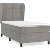 vidaXL Cama con somier y colchón de la marca , color gris claro, dimensiones 100x200 cm, tapizada en terciopelo